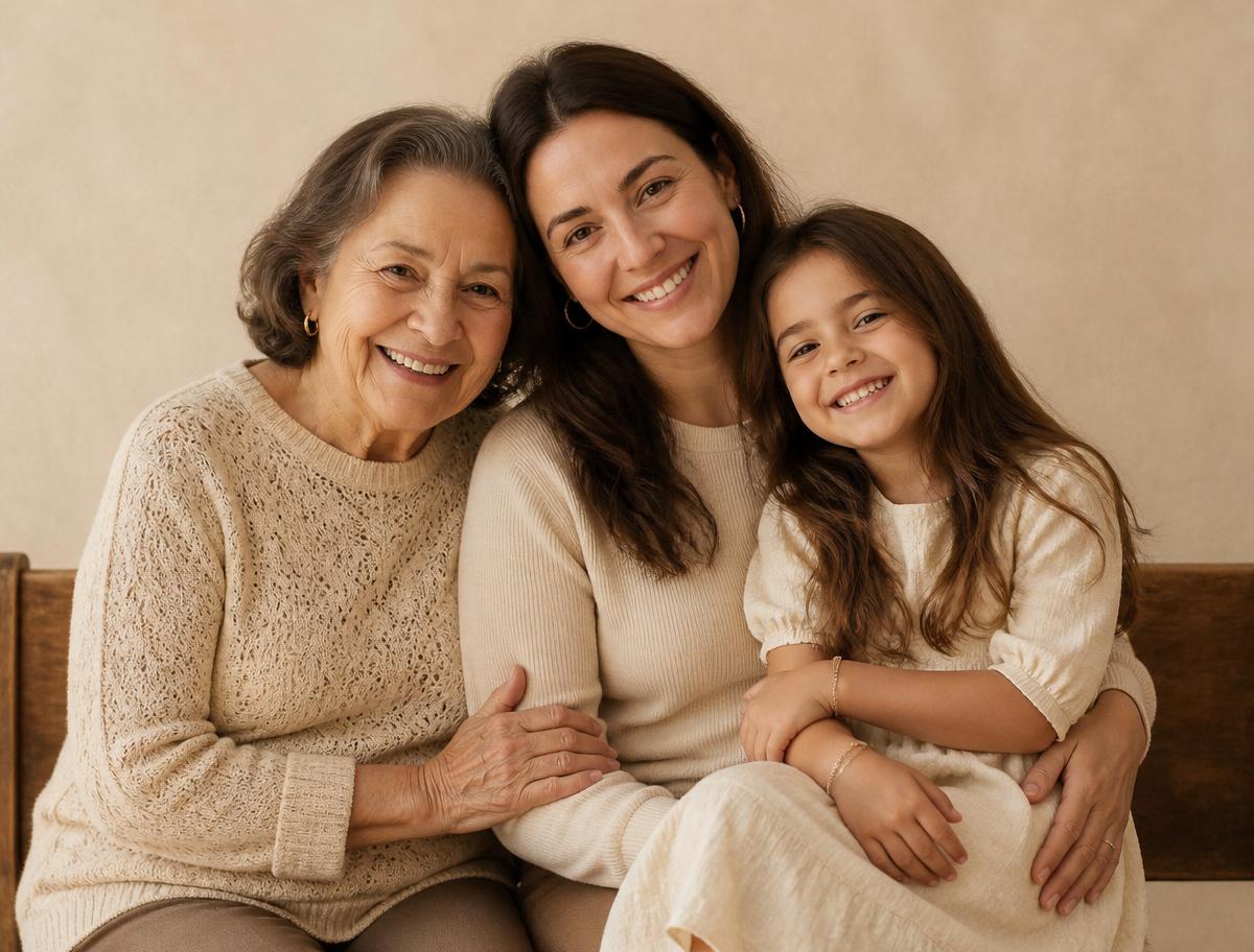 Tre generazioni: nonna, madre, figlia