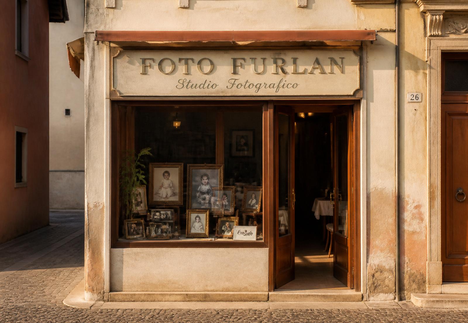 La vetrina dello studio Photo Service in Via Romana